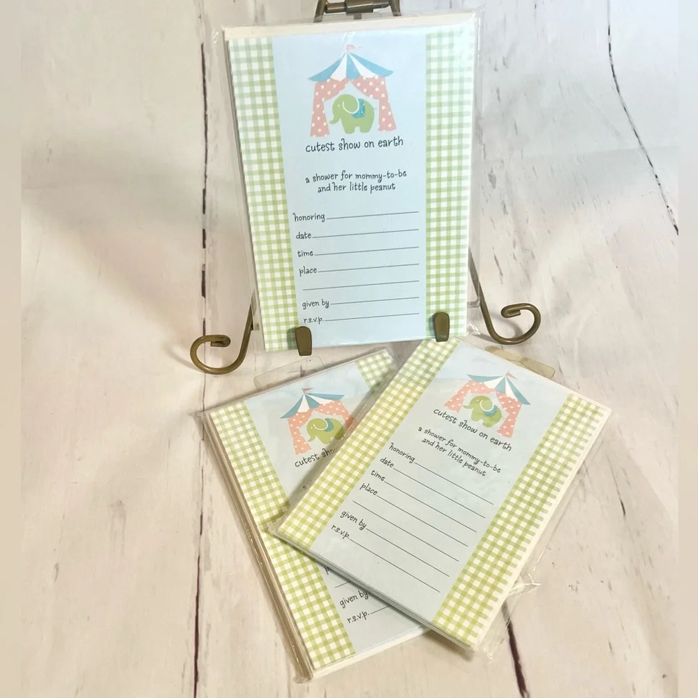 Vintage Hallmark Baby Shower Invitations Cutest Show on Earth Circus 24ct NIP
